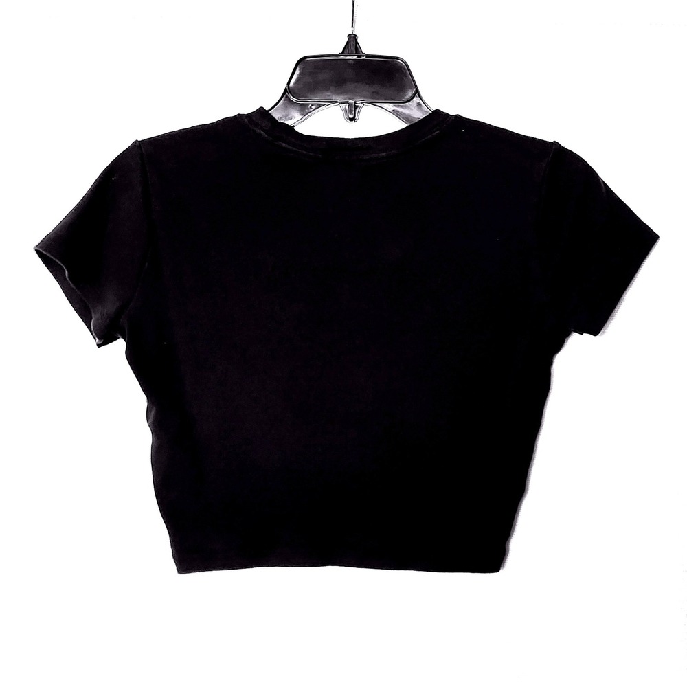 HOLLISTER CROP TOP SHORT SLEEVE KNIT TEE‎ SIZE SMALL BLACK SUPER SOFT COTTON - Picture 2 of 5
